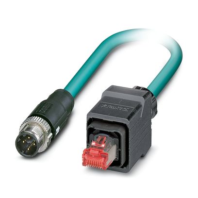 Phoenix Contact Ethernet Cordset; NBC-MSD/ 5.0-93E/R4QC SCO; M12 to RJ45 Push Pull; CAT5; Male Straight to Male Straight; 4-Pin; 5m PUR Cable